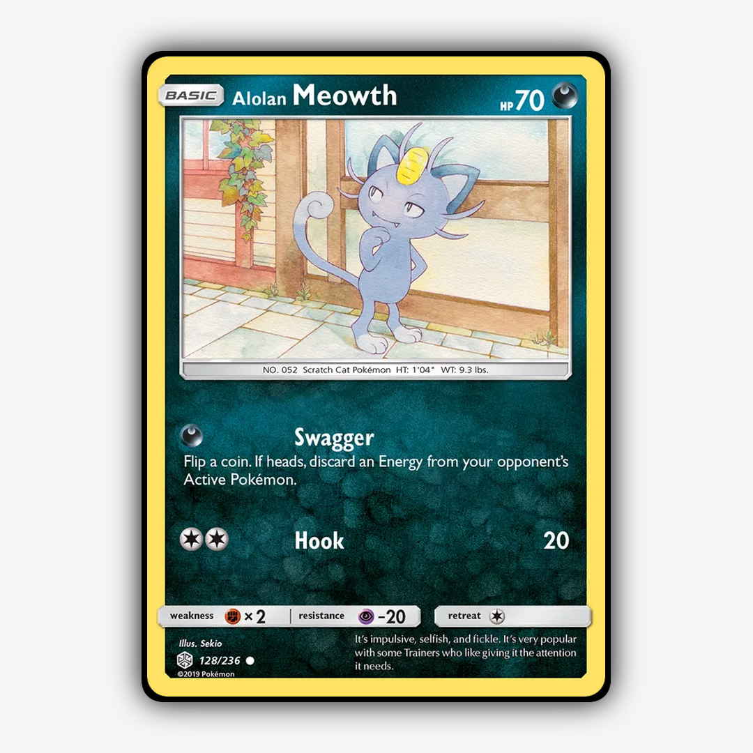 Alolan Meowth 128/236 - Cosmic Eclipse Set - Card Rug