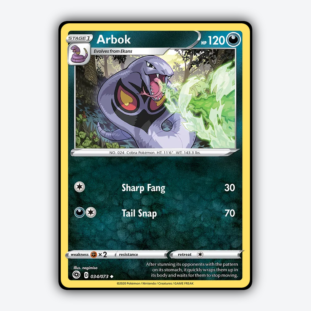 Arbok 034/73 - Champion's Path Set - Card Rug