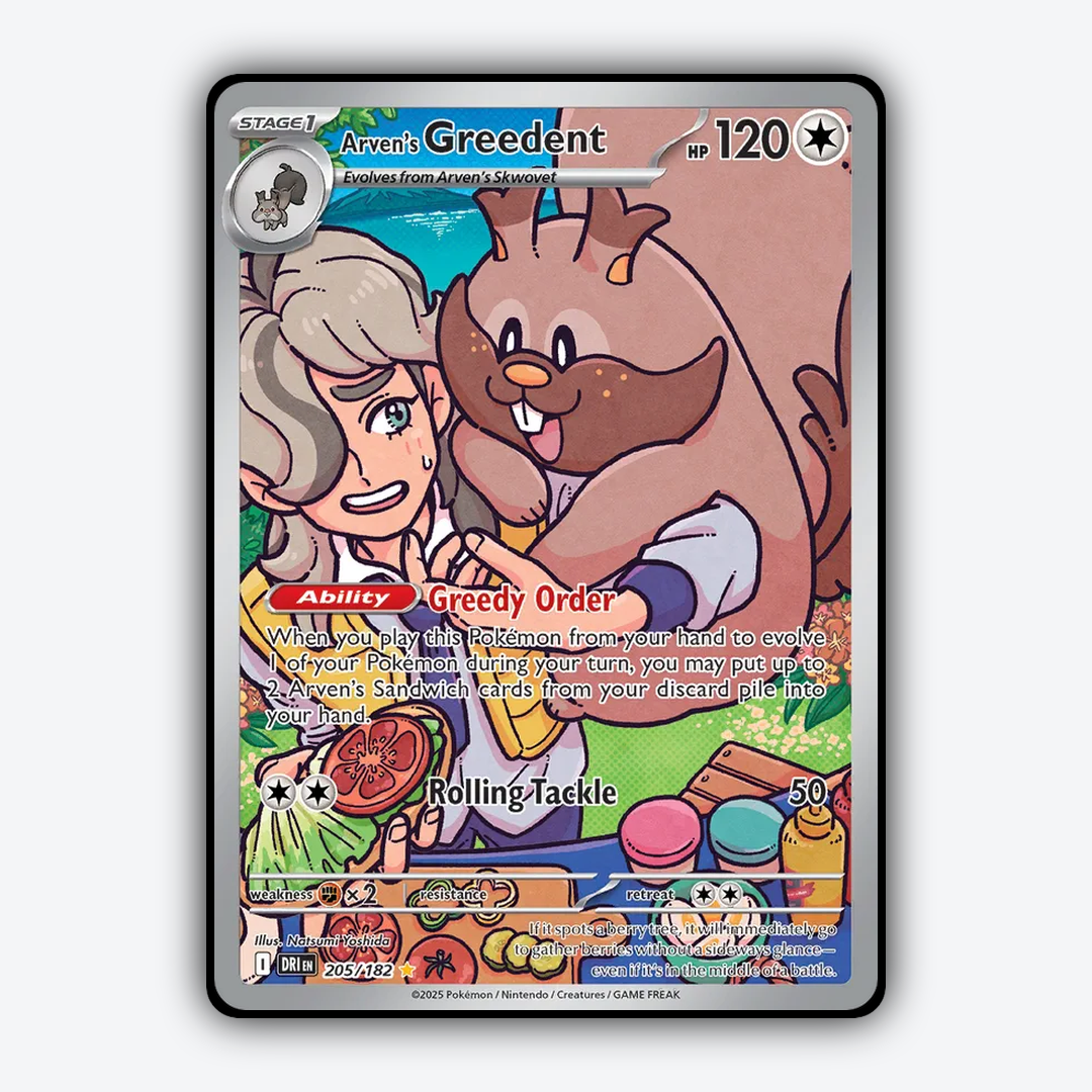 Arven's Greedent #205 - Destined Rivals Set - Card Rug