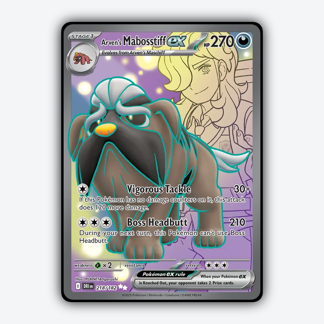 Arven's Mabosstiff ex #218 - Destined Rivals Set - Card Rug
