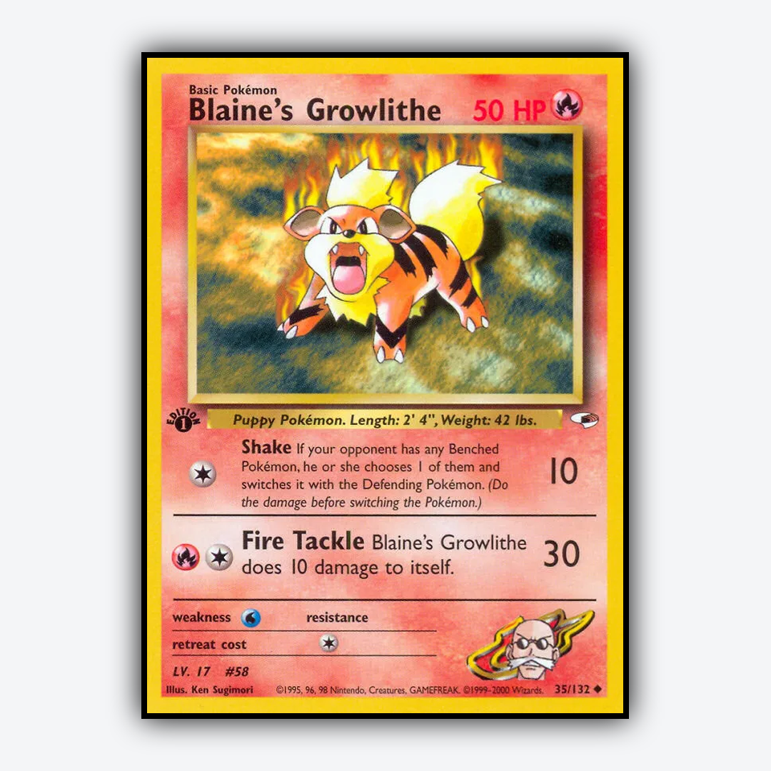 Blaine's Growlithe 035/132 - Gym Heroes Set - Card Rug