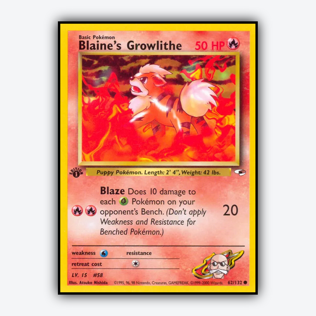 Blaine's Growlithe 062/132 - Gym Heroes Set - Card Rug