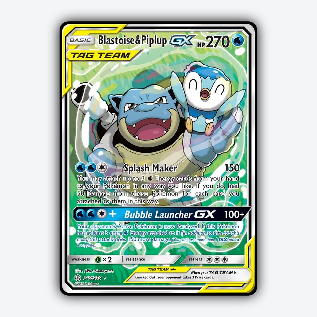 Blastoise & Piplup-GX 215/236 - Cosmic Eclipse Set - Card Rug