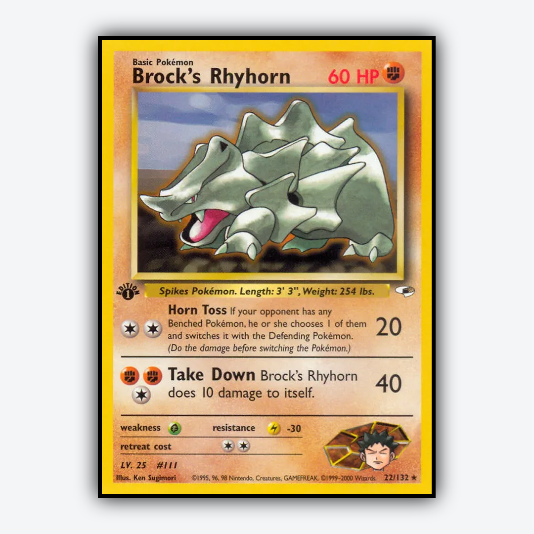 Brock's Rhyhorn 022/132 - Gym Heroes Set - Card Rug