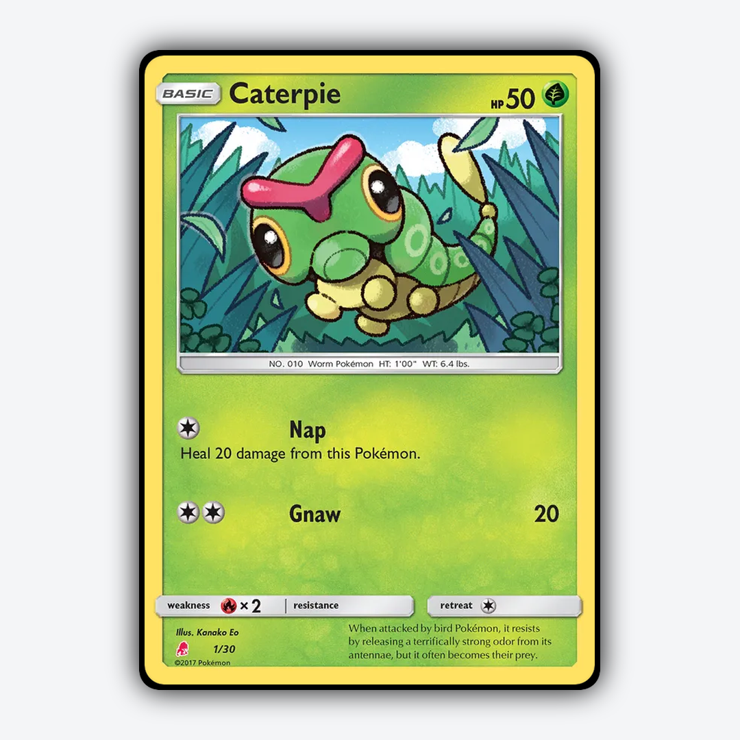 Caterpie 001/30 - Sun & Moon Trainer Kit Lycanroc Set - Card Rug