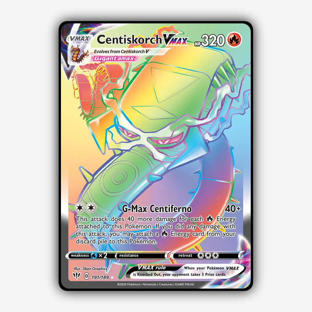 Centiskorch VMAX 191/189 - Darkness Ablaze Set - Card Rug