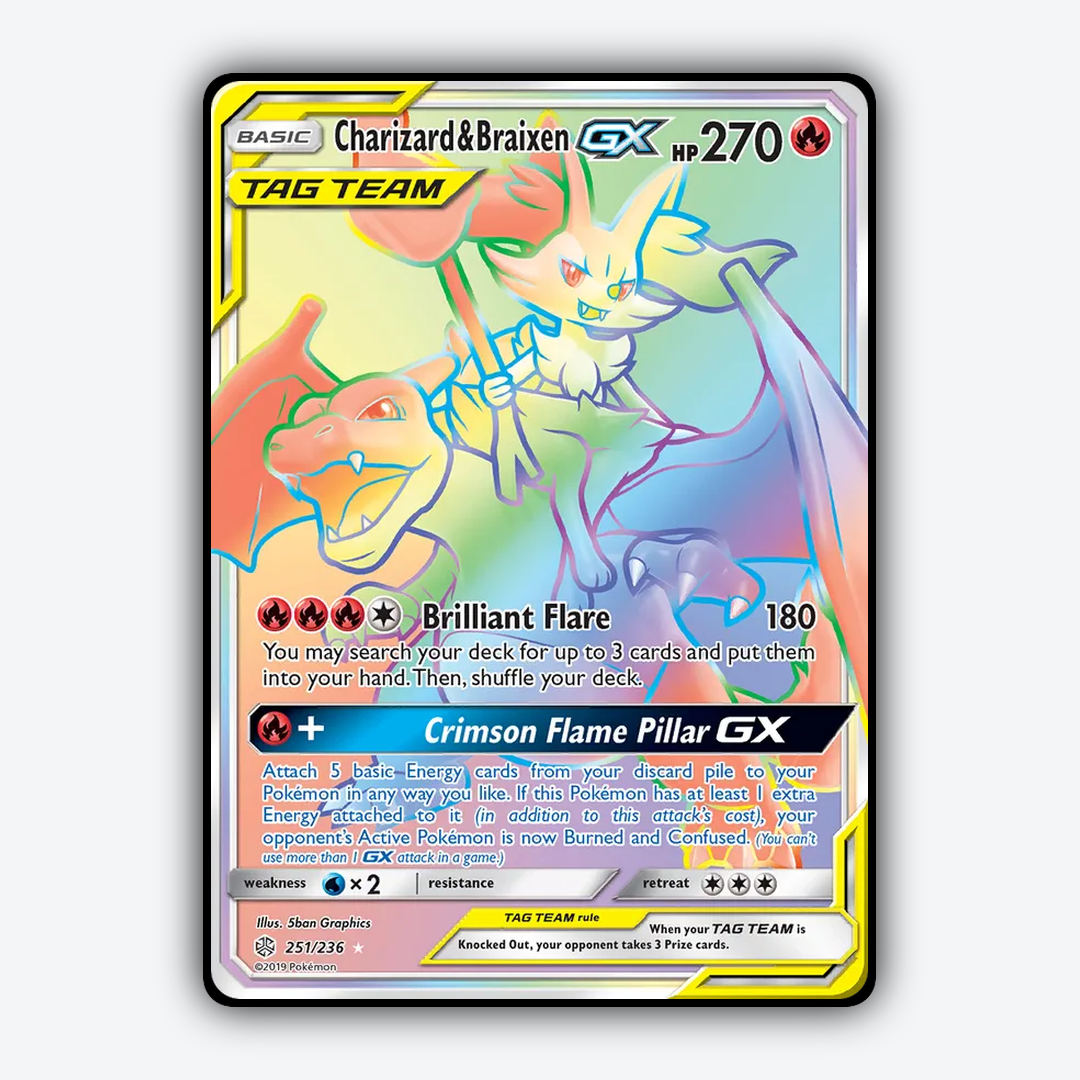 Charizard & Braixen-GX 251/236 - Cosmic Eclipse Set - Card Rug