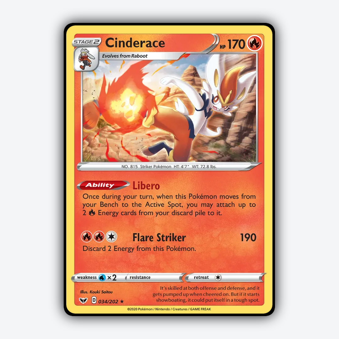 Cinderace 034/202 - Sword & Shield Set - Card Rug