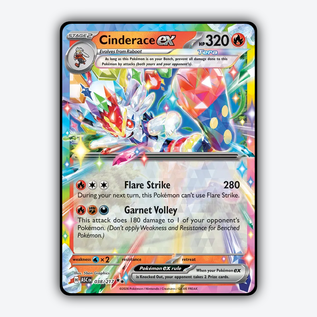 Cinderace ex 038/217 - Ascended Heroes Set - Card Rug