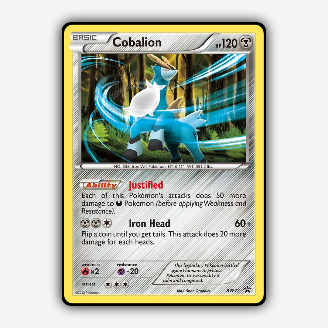 Cobalion #72 - BW Black Star Promos Set - Card Rug