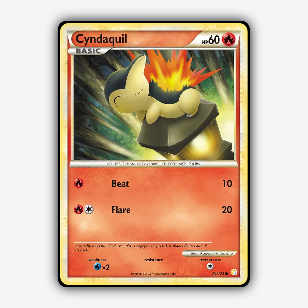 Cyndaquil 061/123 - HeartGold & SoulSilver Set - Card Rug