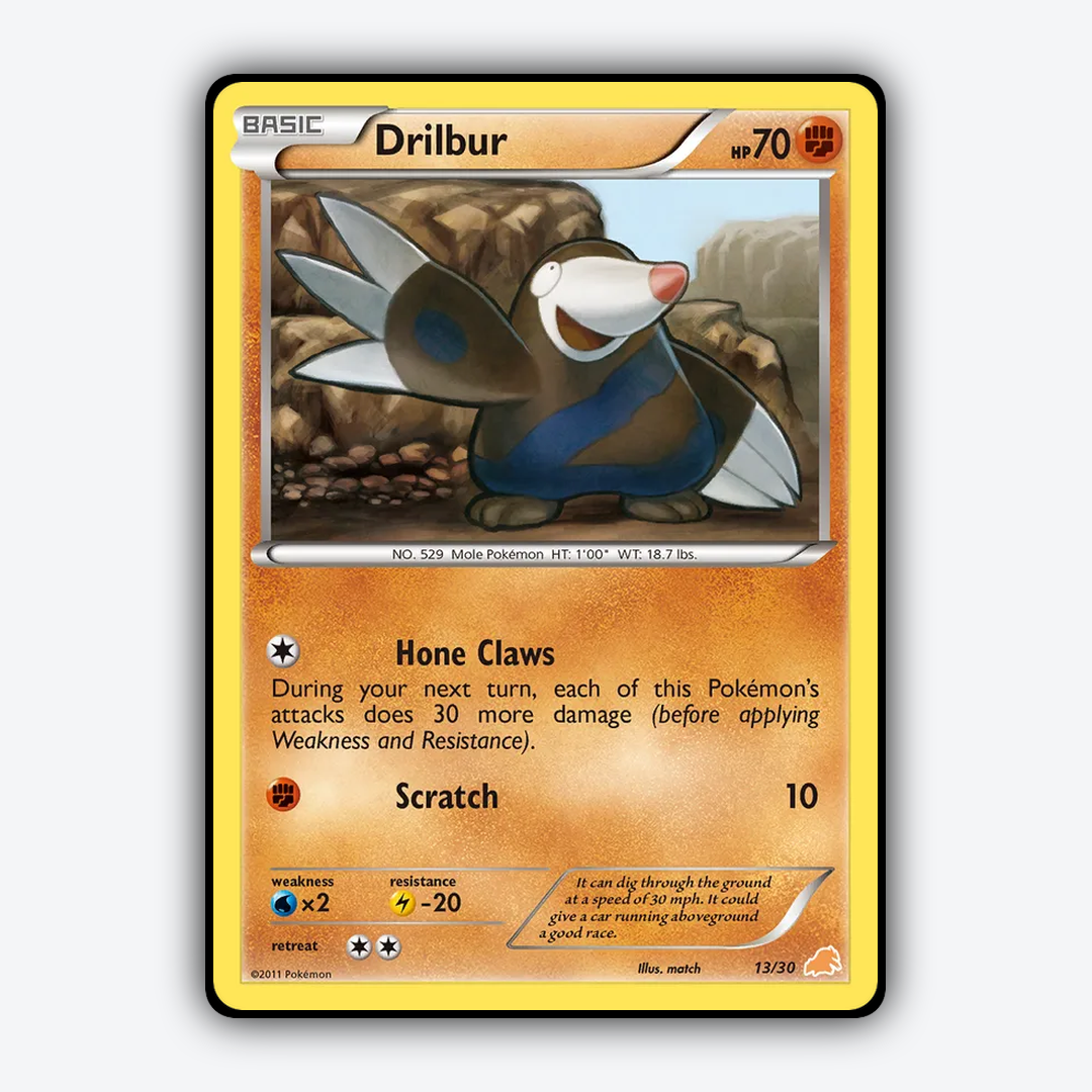 Drilbur 013/30 - Black & White Trainer Kit Excadrill Set - Card Rug