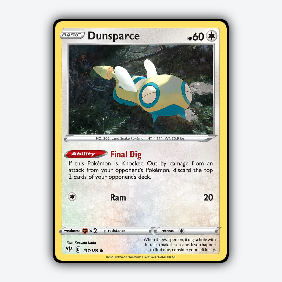Dunsparce 137/189 - Darkness Ablaze Set - Card Rug