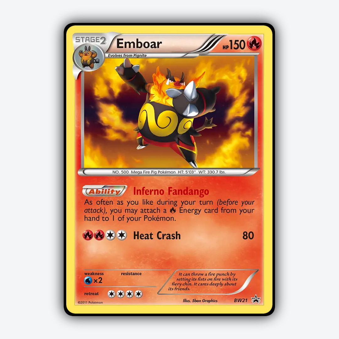 Emboar #21 - BW Black Star Promos Set - Card Rug