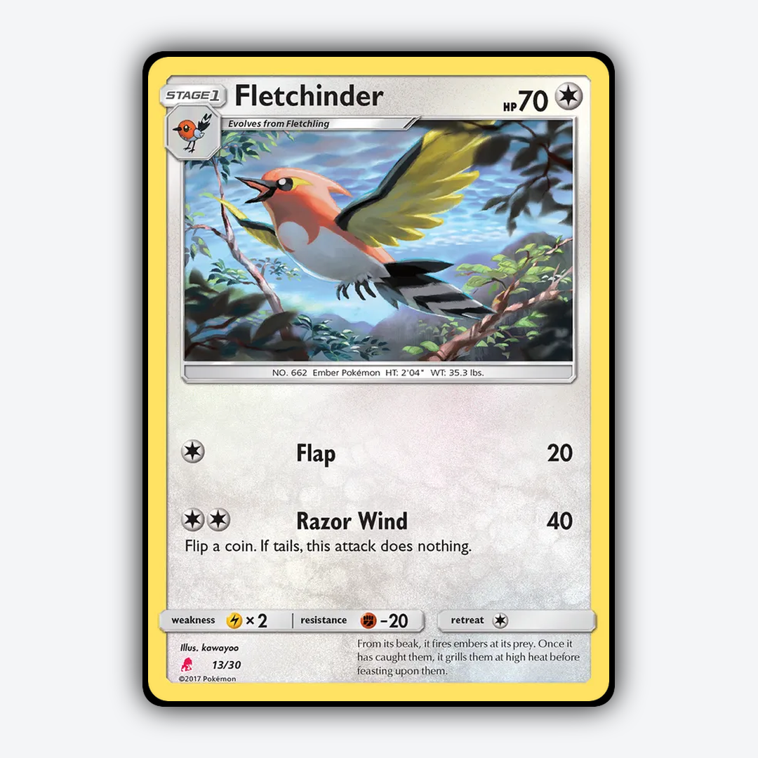 Fletchinder 013/30 - Sun & Moon Trainer Kit Lycanroc Set - Card Rug