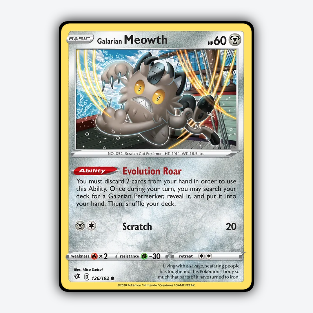 Galarian Meowth 126/192 - Rebel Clash Set - Card Rug