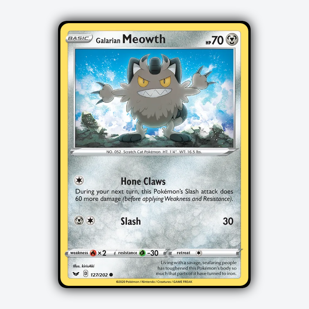 Galarian Meowth 127/202 - Sword & Shield Set - Card Rug