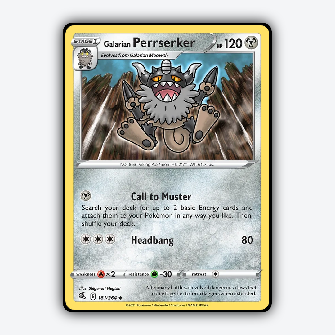 Galarian Perrserker 181/264 - Fusion Strike Set - Card Rug