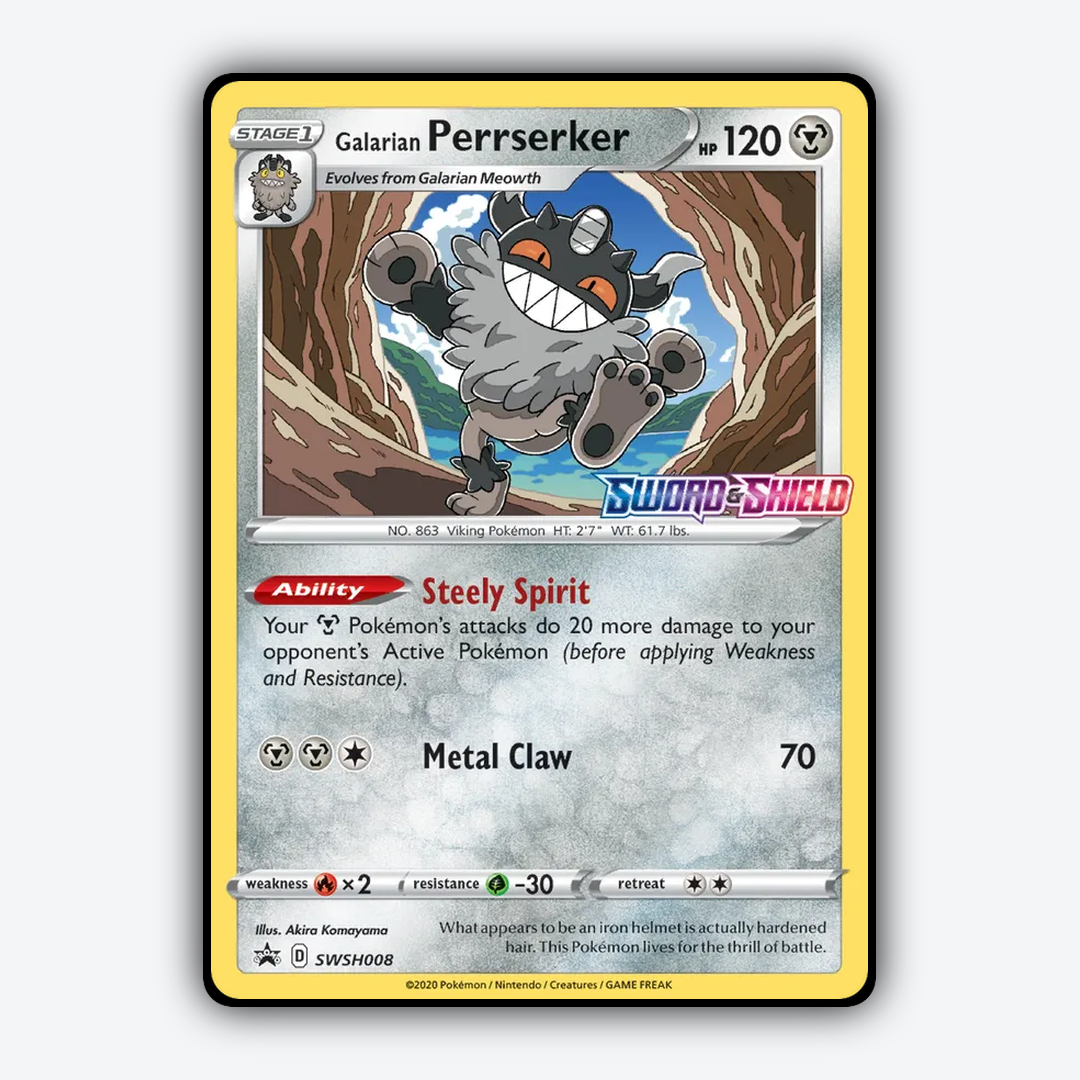 Galarian Perrserker #8 - SWSH Black Star Promos Set - Card Rug