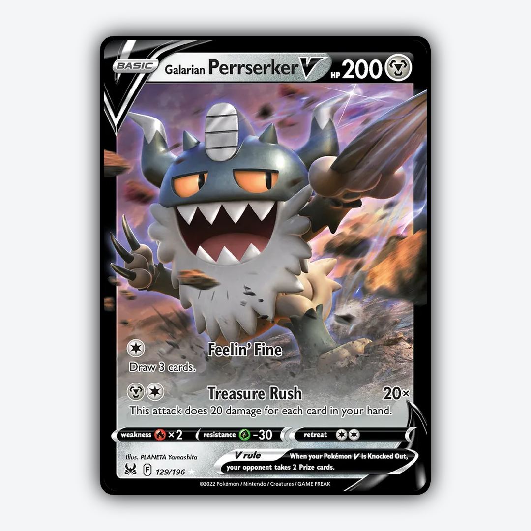Galarian Perrserker V 129/196 - Lost Origin Set - Card Rug