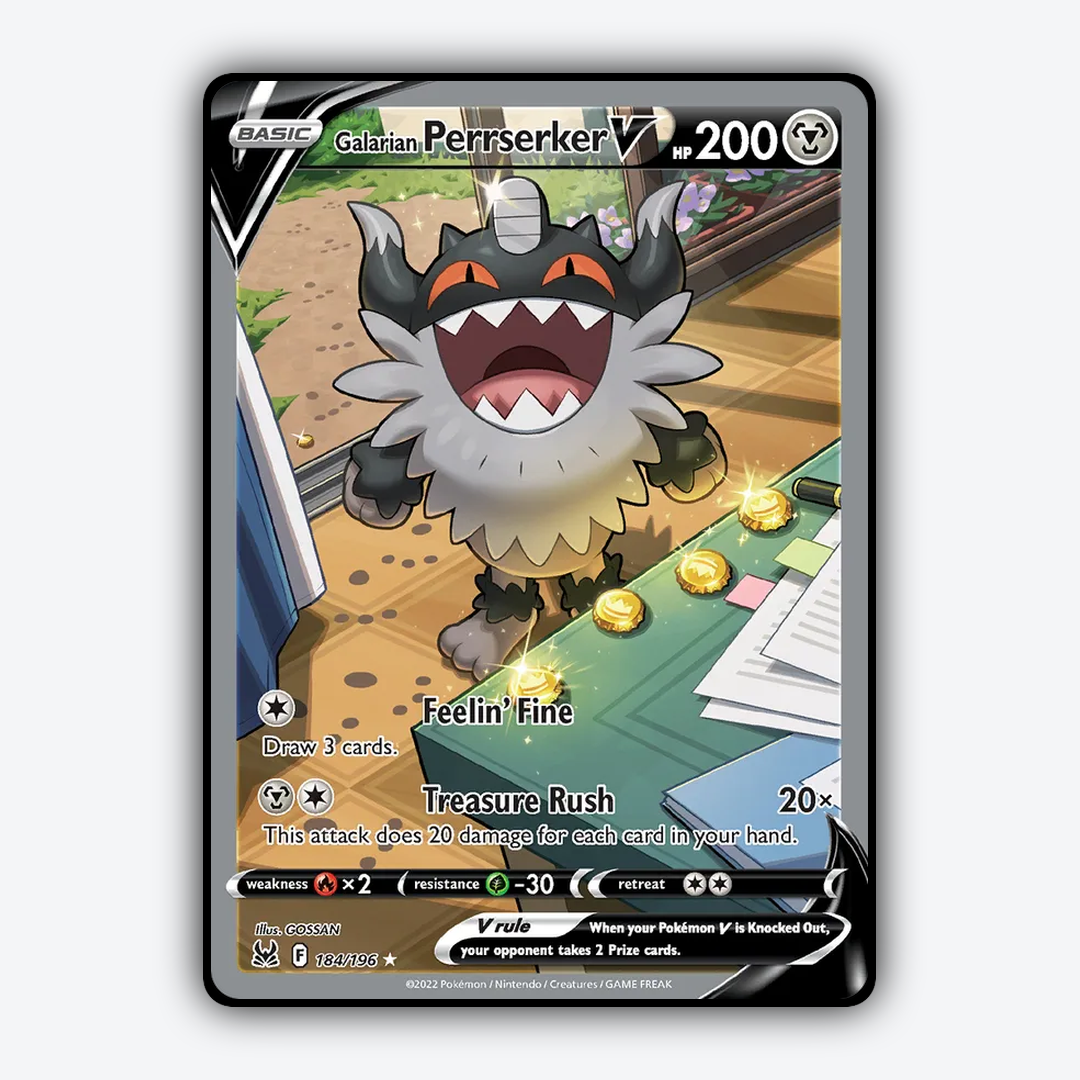 Galarian Perrserker V 184/196 - Lost Origin Set - Card Rug