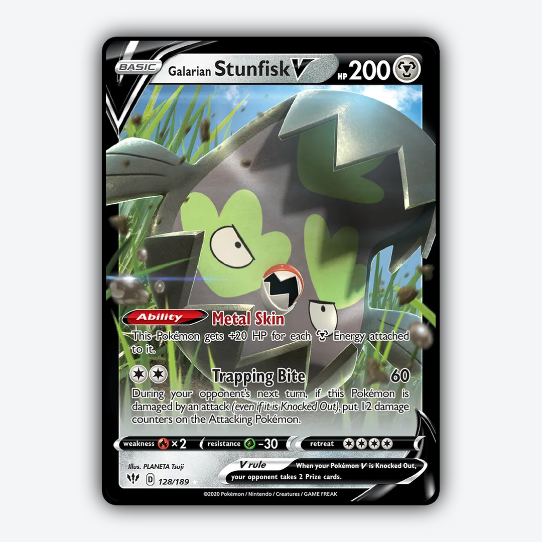 Galarian Stunfisk V 128/189 - Darkness Ablaze Set - Card Rug