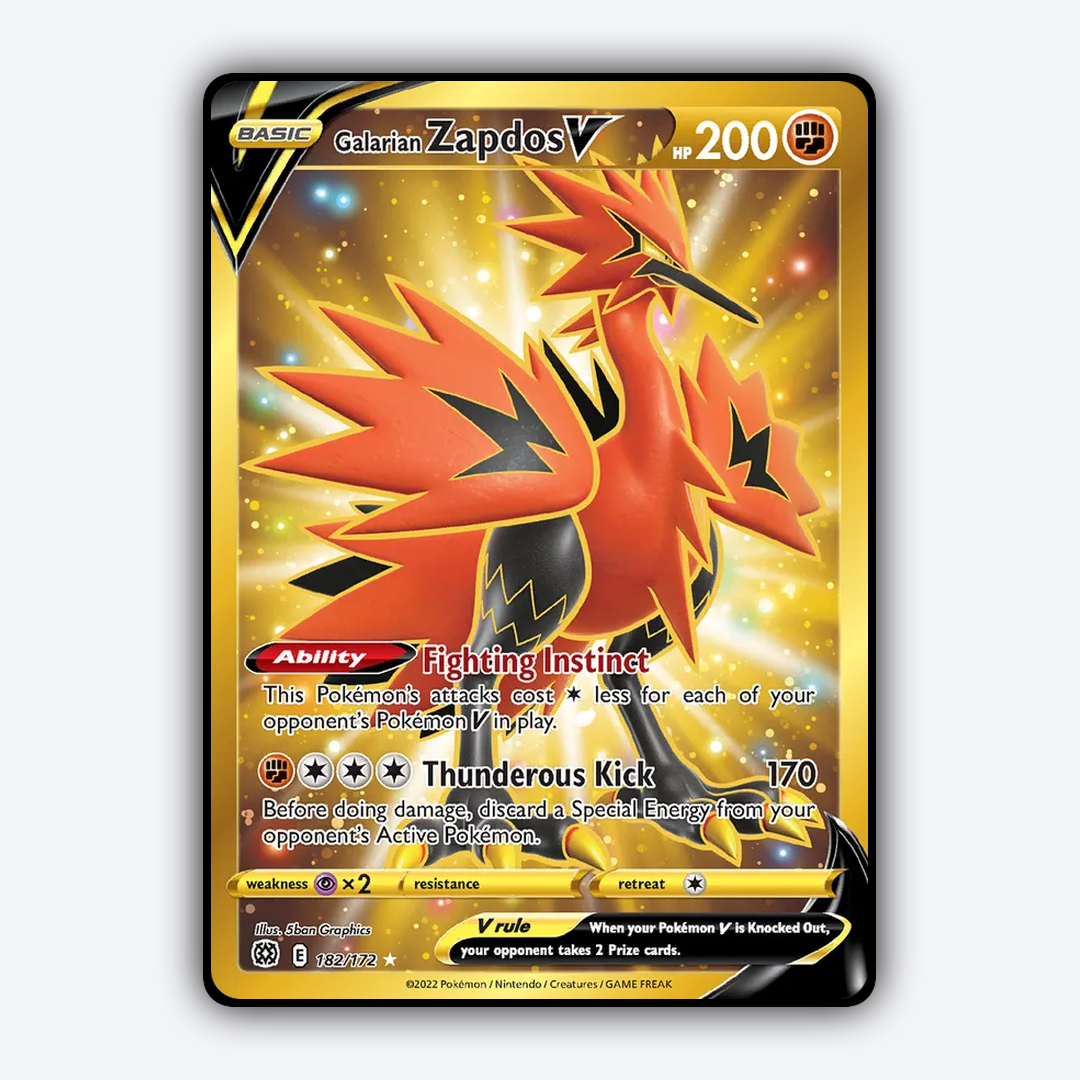 Galarian Zapdos V 182/172 - Brilliant Stars Set - Card Rug