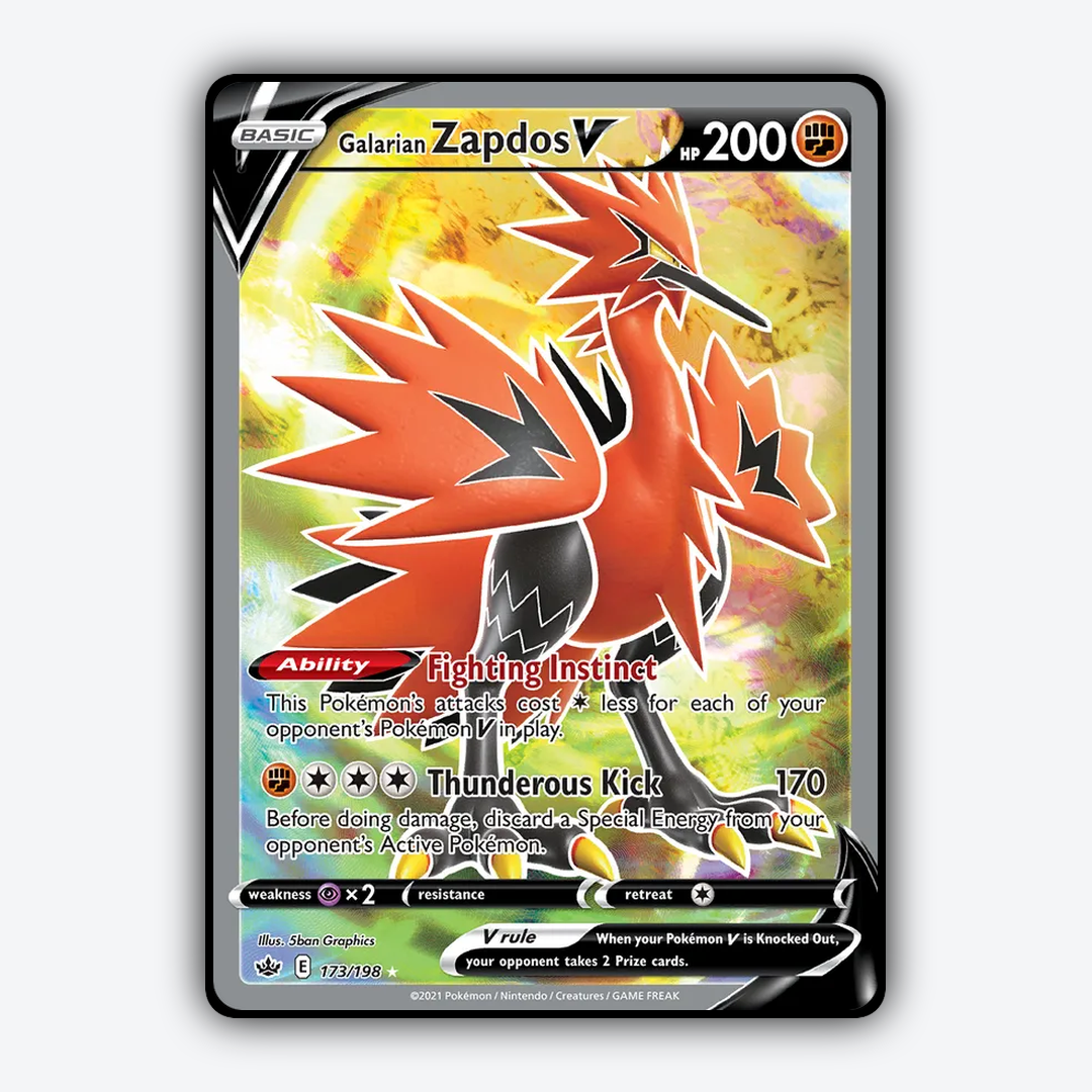Galarian Zapdos V 173/198 - Chilling Reign Set - Card Rug