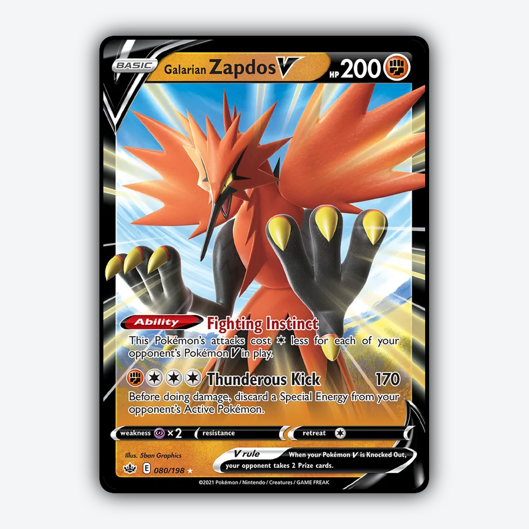 Galarian Zapdos V 080/198 - Chilling Reign Set - Card Rug