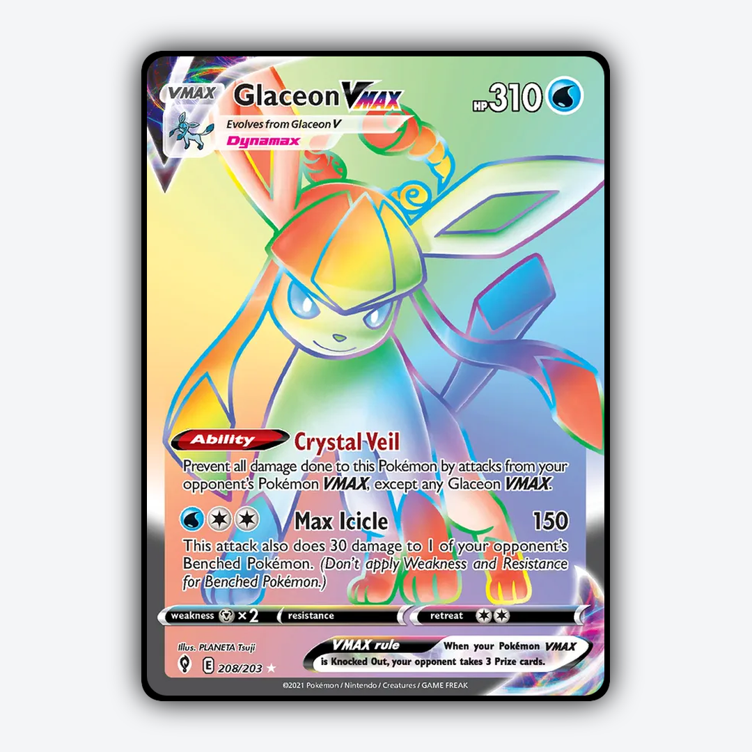 Glaceon VMAX #208 - Evolving Skies Set - Card Rug