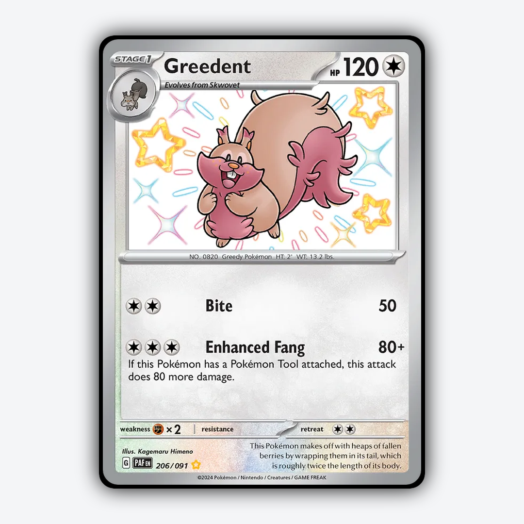 Greedent #206 - Paldean Fates Set - Card Rug