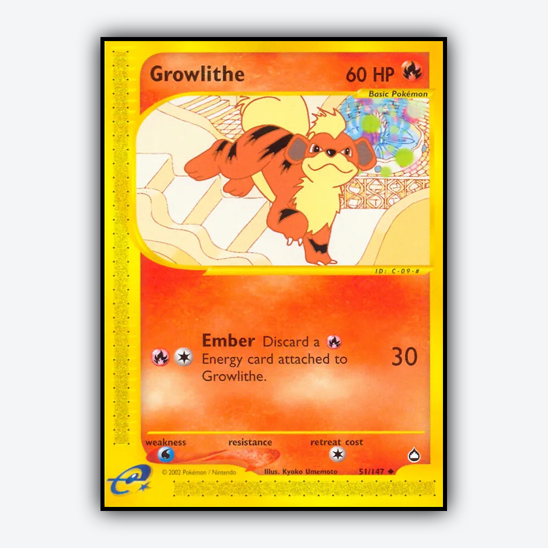 Growlithe 051/147 - Aquapolis Set - Card Rug