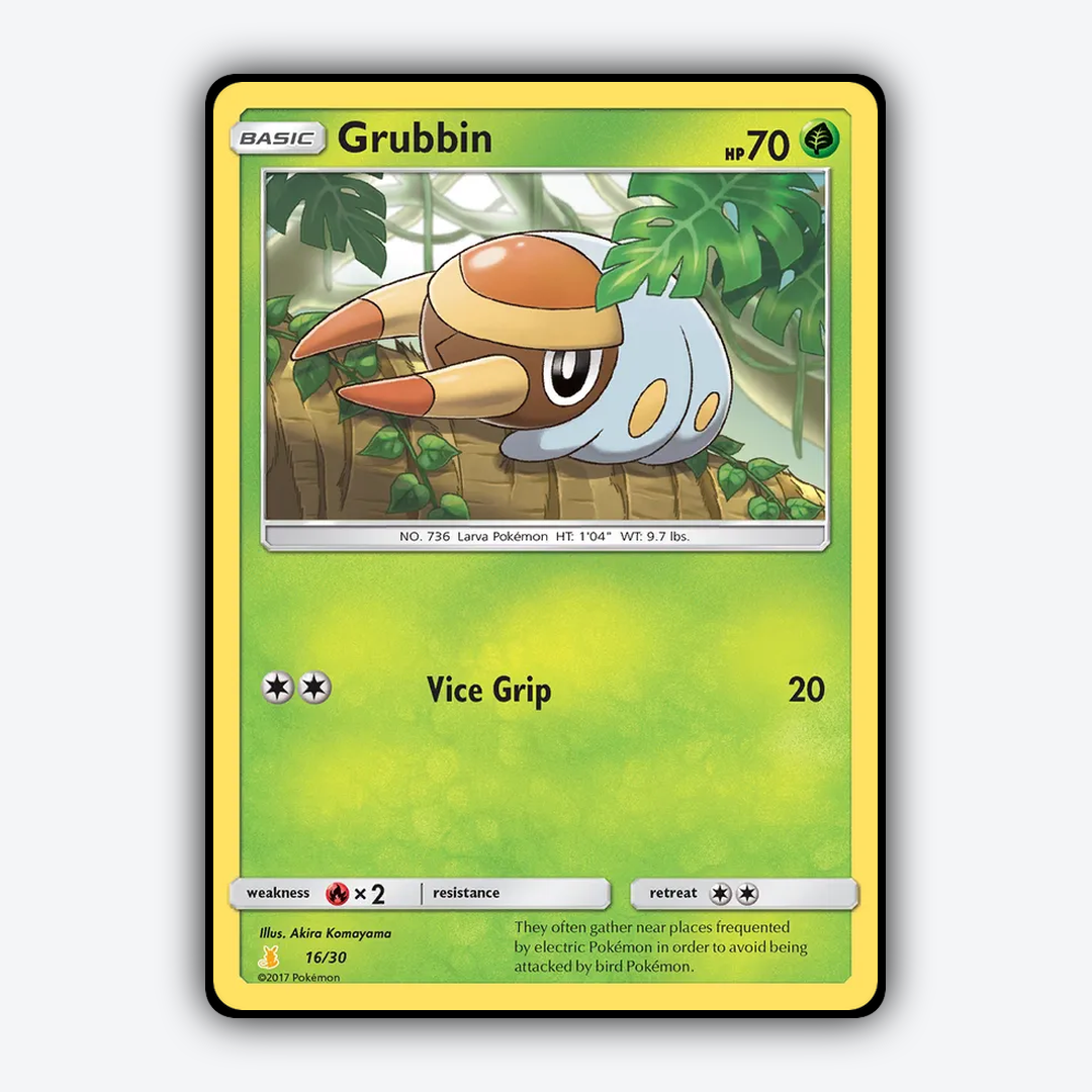 Grubbin 016/30 - Sun & Moon Trainer Kit Alolan Raichu Set - Card Rug