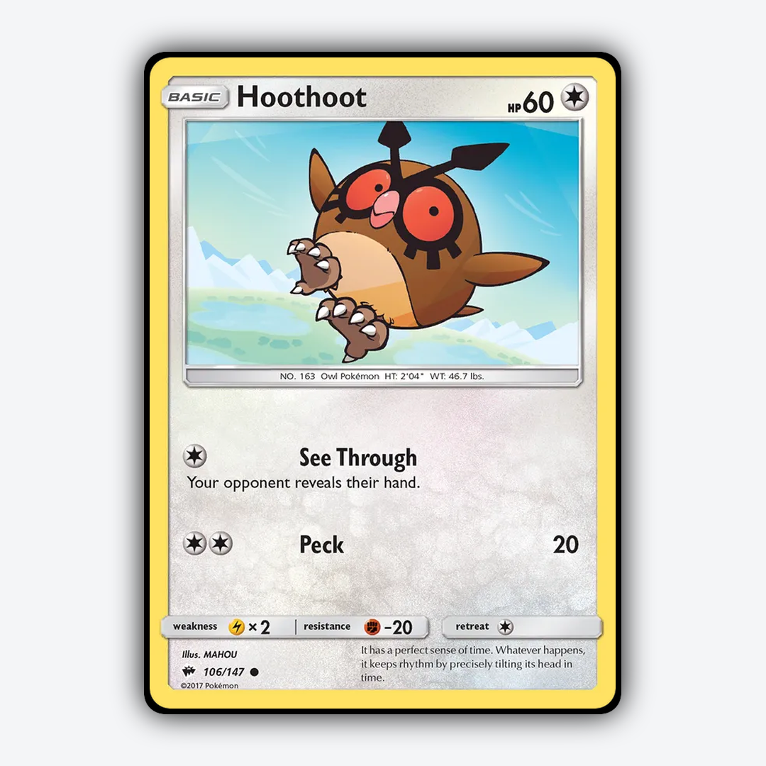 Hoothoot 106/147 - Burning Shadows Set - Card Rug