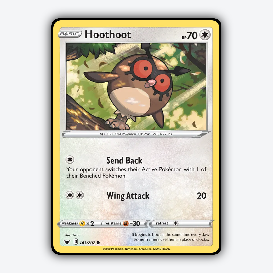 Hoothoot 143/202 - Sword & Shield Set - Card Rug