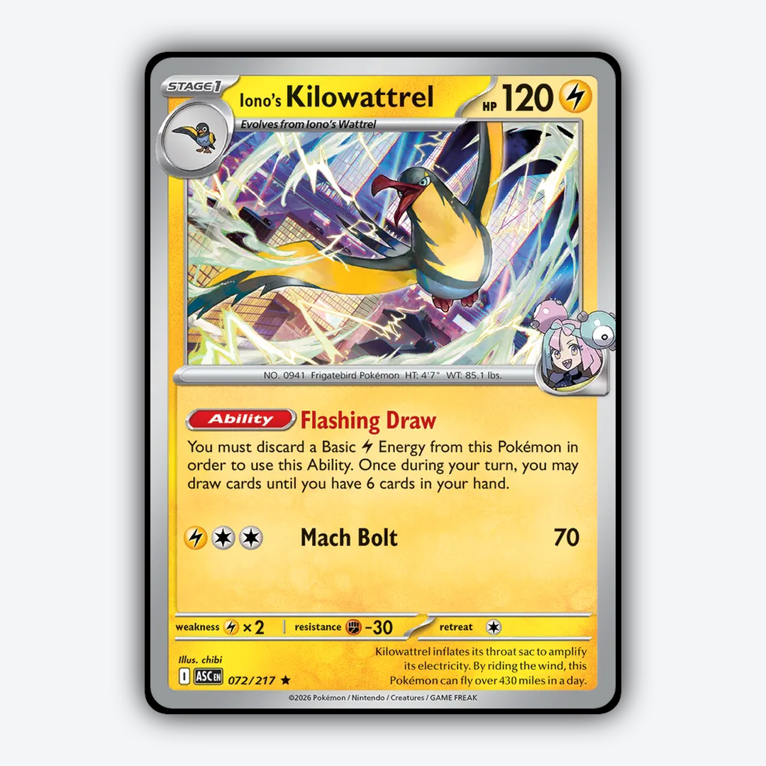 Iono's Kilowattrel 072/217 - Ascended Heroes Set - Card Rug