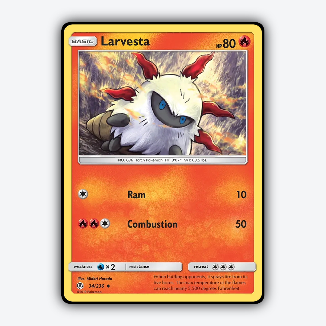 Larvesta 034/236 - Cosmic Eclipse Set - Card Rug