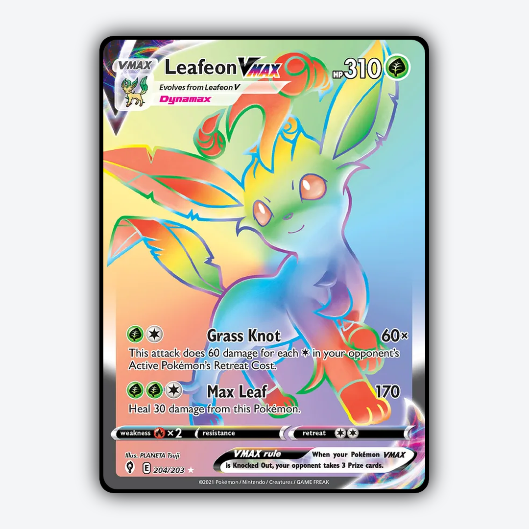 Leafeon VMAX #204 - Evolving Skies Set - Card Rug