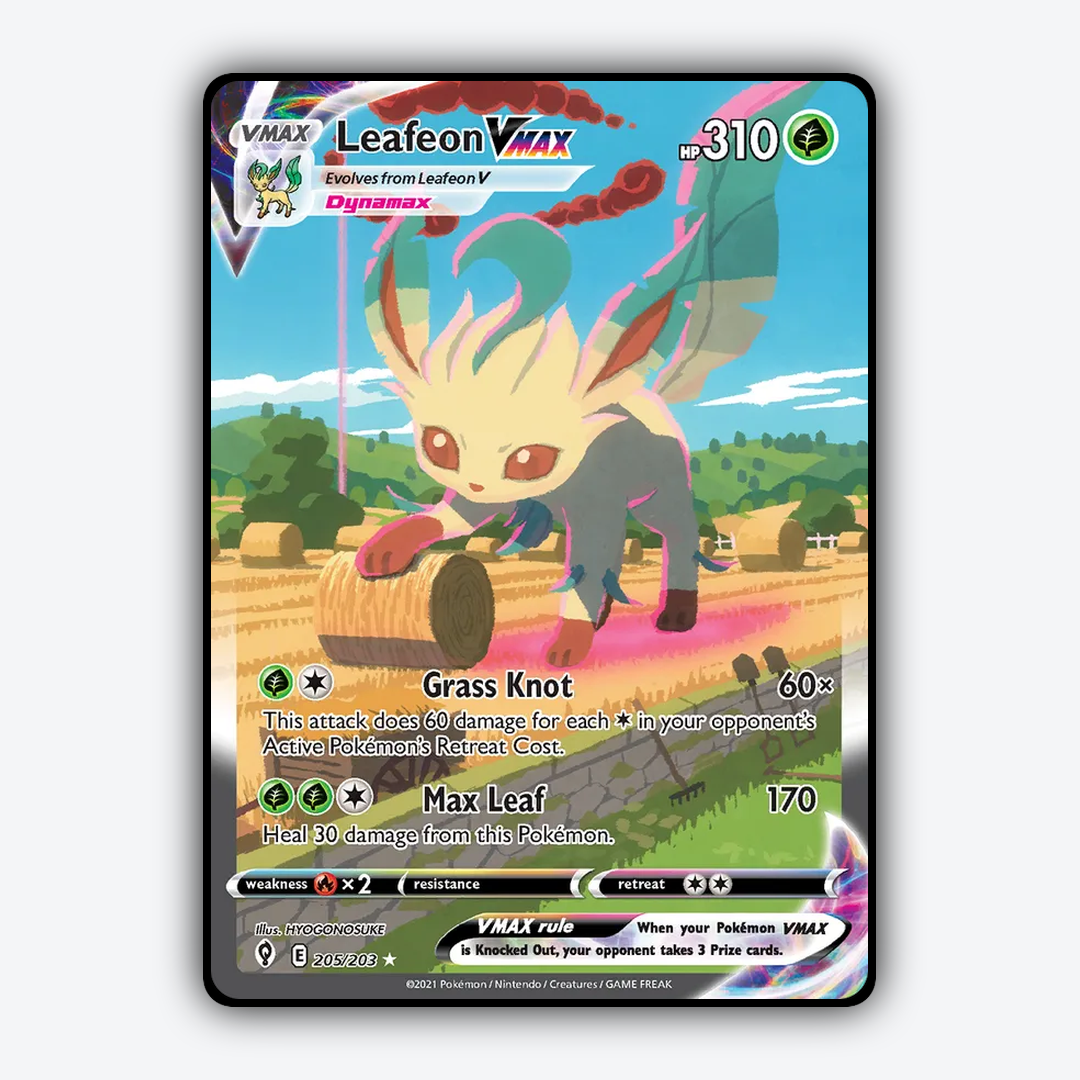 Leafeon VMAX #205 - Evolving Skies Set - Card Rug
