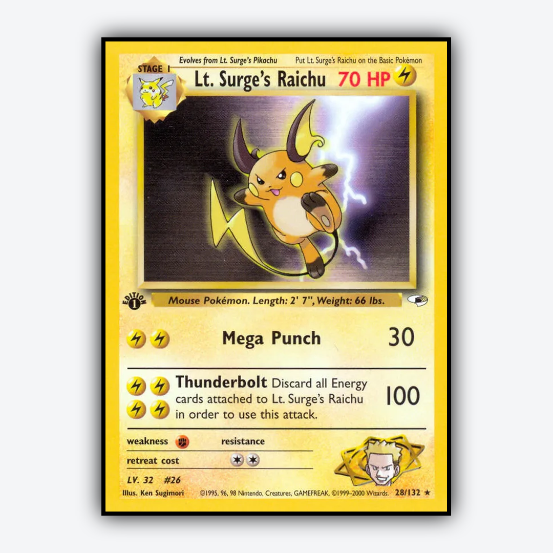 Lt. Surge's Raichu 028/132 - Gym Heroes Set - Card Rug