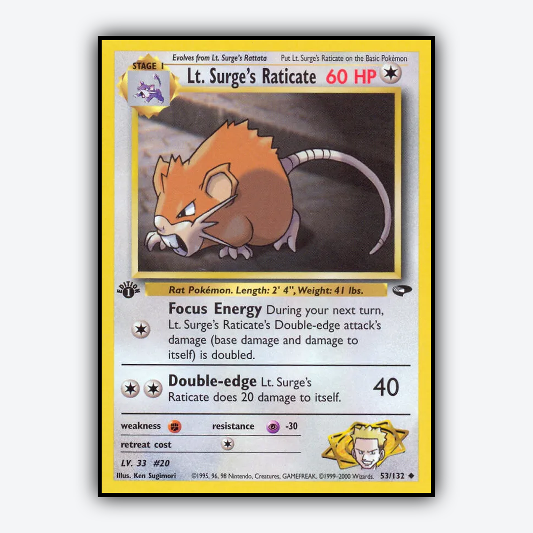 Lt. Surge's Raticate 053/132 - Gym Challenge Set - Card Rug