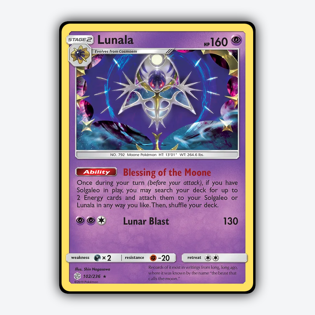 Lunala 102/236 - Cosmic Eclipse Set - Card Rug