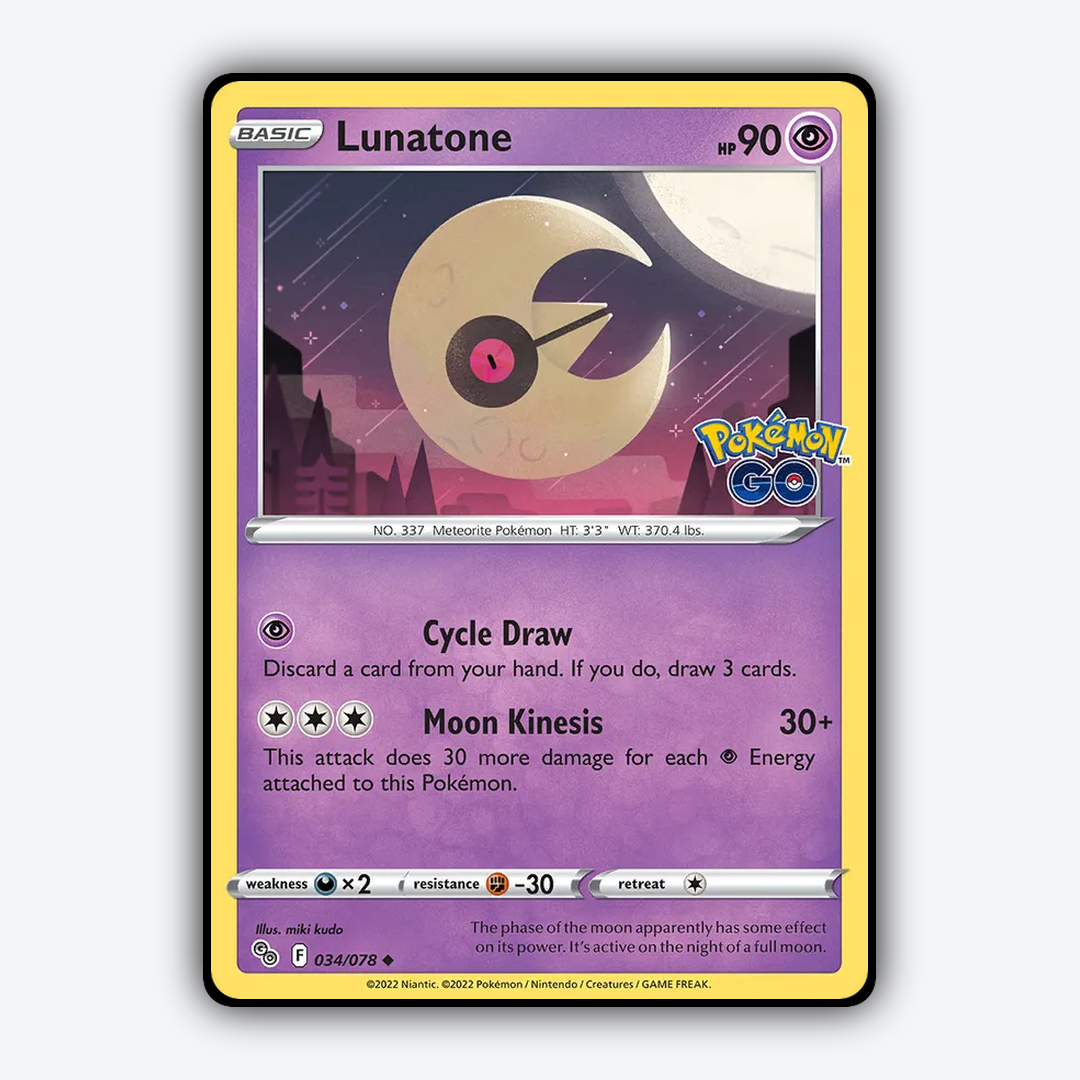 Lunatone 034/78 - Pokémon GO Set - Card Rug