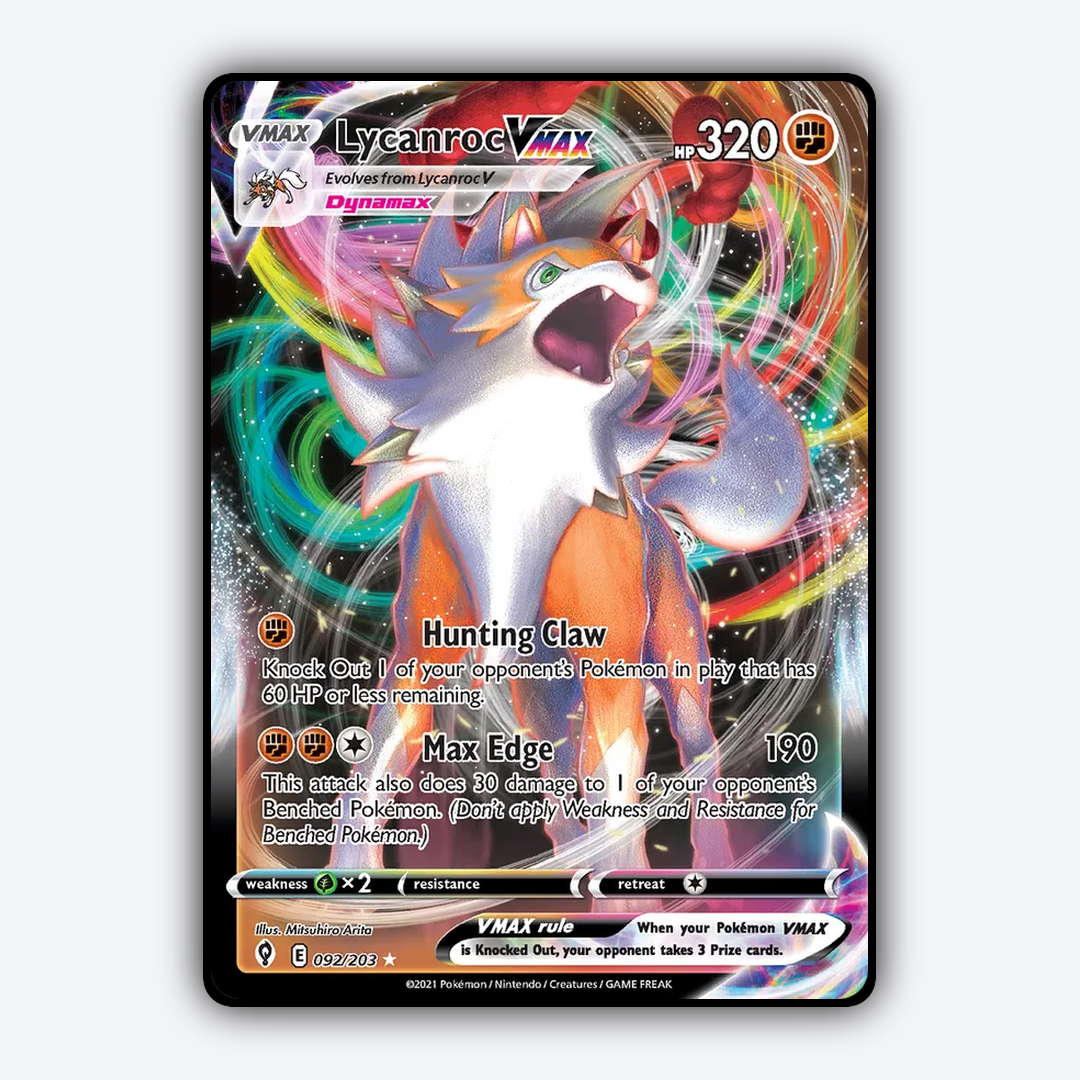 Lycanroc VMAX #92 - Evolving Skies Set - Card Rug