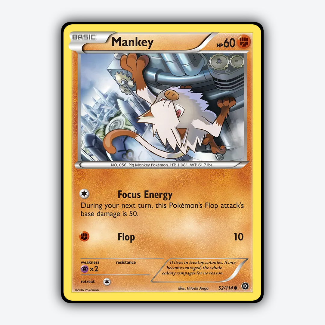 Mankey 052/114 - Steam Siege Set - Card Rug