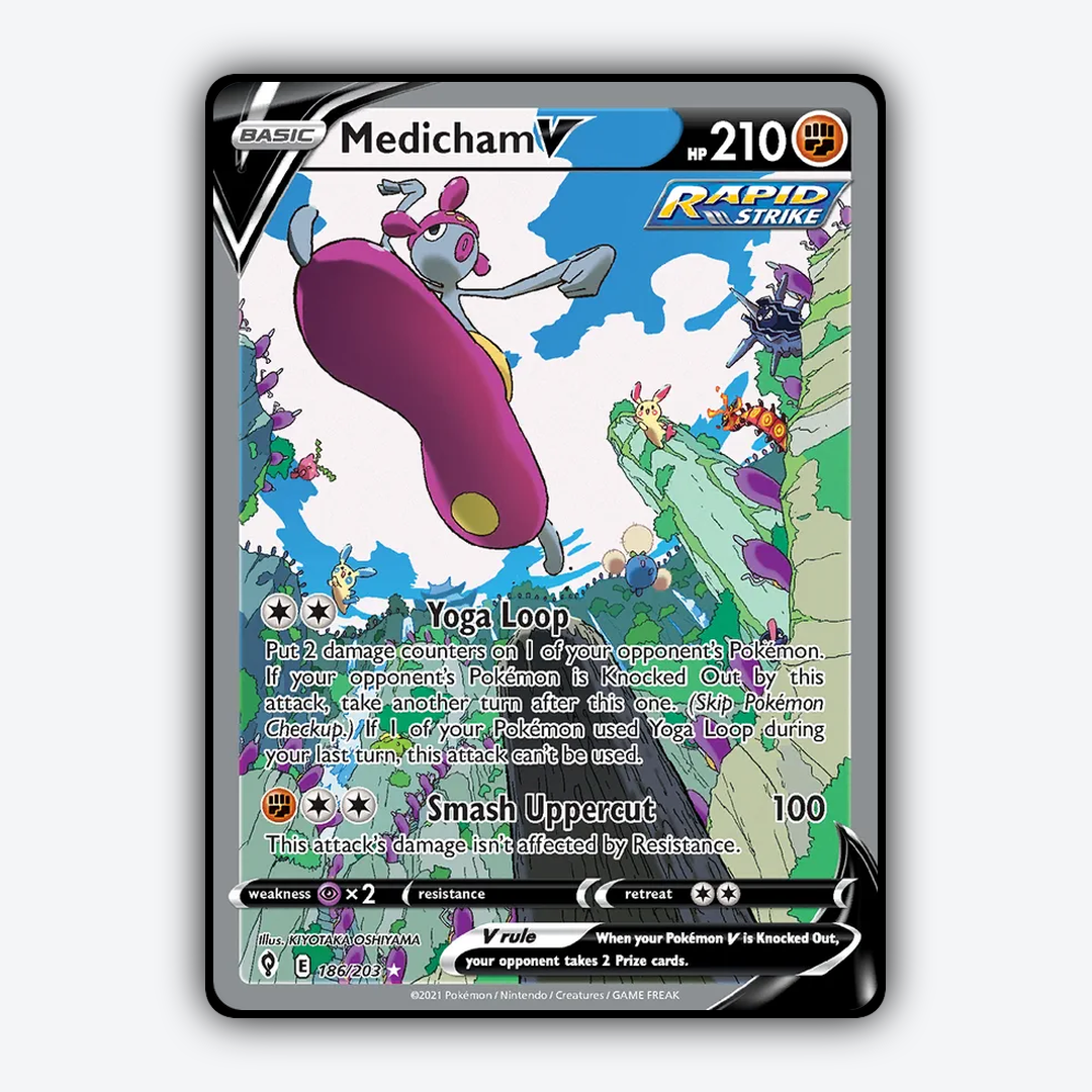 Medicham V #186 - Evolving Skies Set - Card Rug