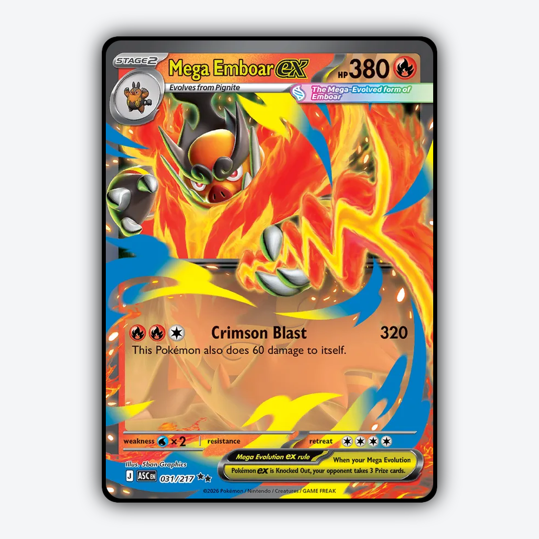 Mega Emboar ex 031/217 - Ascended Heroes Set - Card Rug