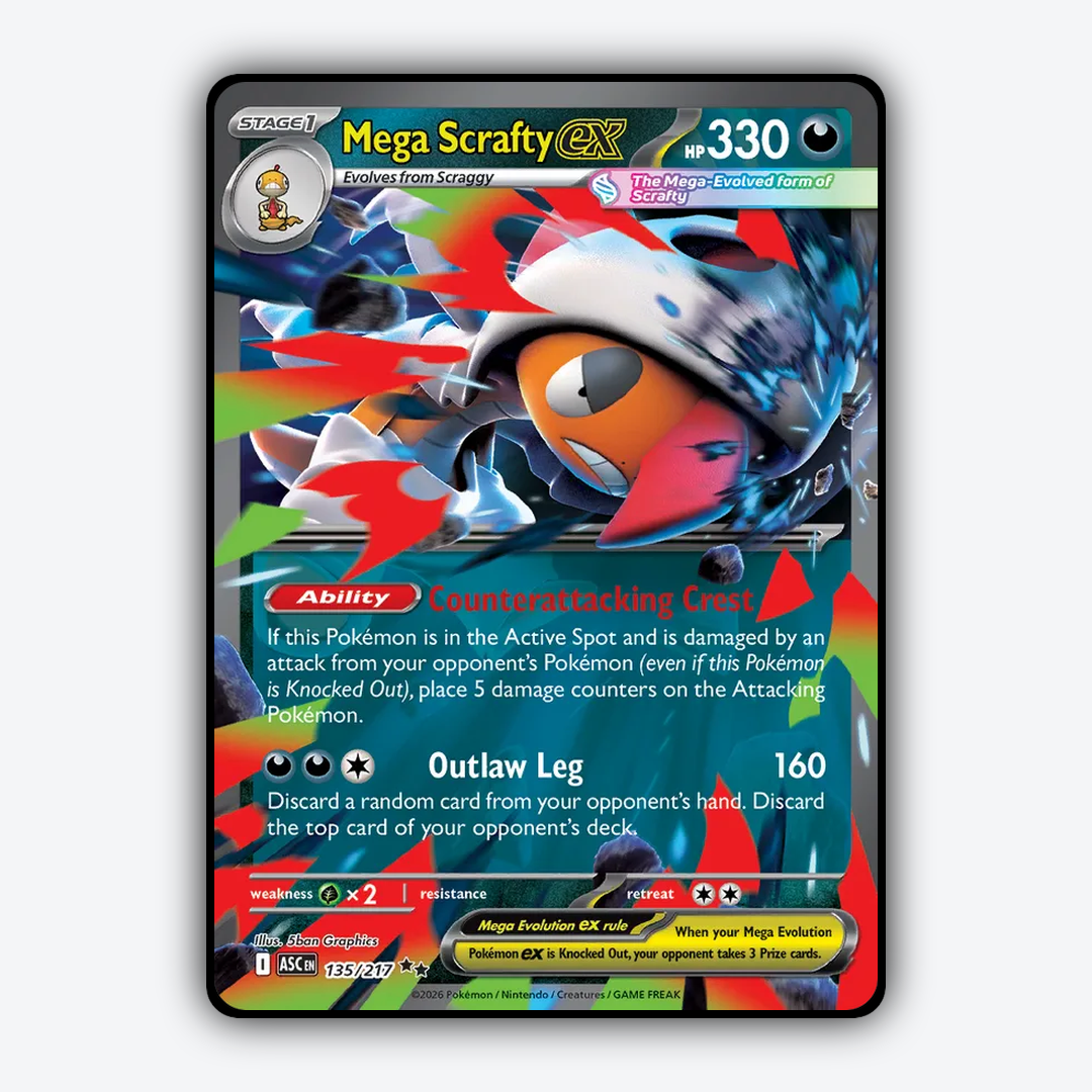 Mega Scrafty ex 135/217 - Ascended Heroes Set - Card Rug