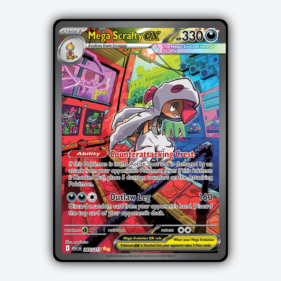 Mega Scrafty ex 285/217 - Ascended Heroes Set - Card Rug
