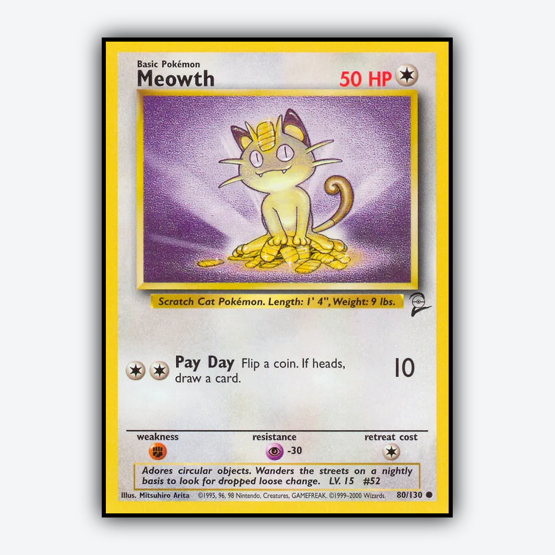 Meowth 080/130 - Base Set 2 Set - Card Rug